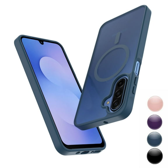 For Samsung Galaxy A17 Case, Tiflook Compatible with MagSafe Military Grade Drop Protection Magnetic Rugged Cover Translucent Back Shockproof Cell Phone Case for Galaxy A17 6.7" - Blue