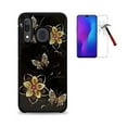 thumbnail image 1 of For Samsung Galaxy A20 /A205G / A30 / A50 / A505G / Verizon Galaxy A50 Case, Shockproof Slim Hard Cover Protective Case + Tempered Glass Screen Protector (Black Gold Butterfly), 1 of 5