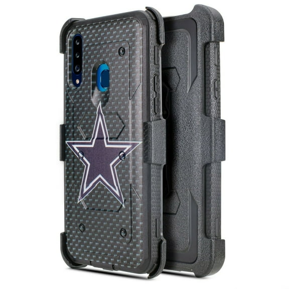 for Samsung Galaxy A20 A30 A50 Case Phone Case Dual Layer Full-Body Rugged Clear Back Case Drop Resistant Shockproof Case with Built In Screen Protector (Blue Star)