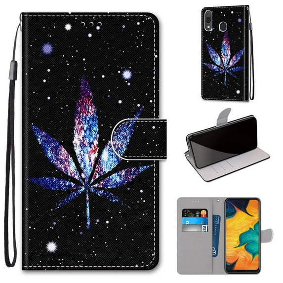 Samsung Galaxy A20 Case, Galaxy A30 Case, Dteck Lightweight Pattern PU Leather Flip Stand Wristlet Case Cover with Card Slots For Samsung Galaxy A20 / A30, 11# Leaf