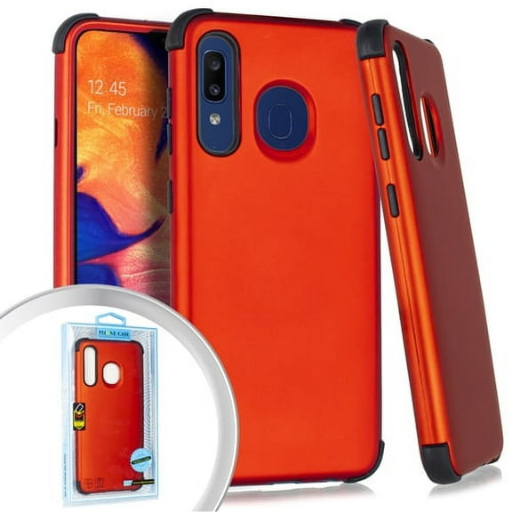 Samsung Galaxy A20 Case, With [Tempered Glass Screen Protector Included], STARSHOP Drop Protection Dual Layers Phone Cover - Red