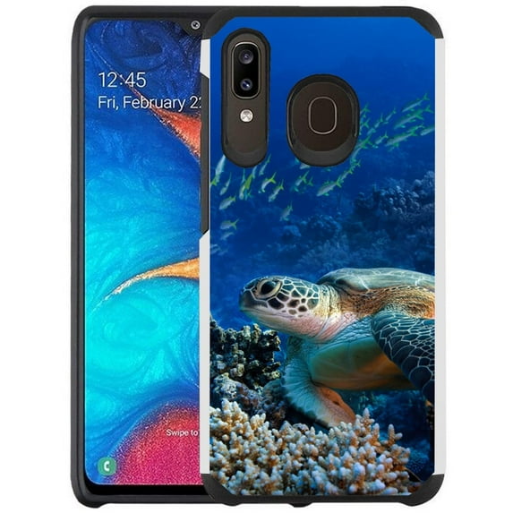 Samsung Galaxy A20 Phone Case - Colorful Design Hybrid Armor Case Shockproof Dual Layer Protective Phone Cover - Sea Turtle