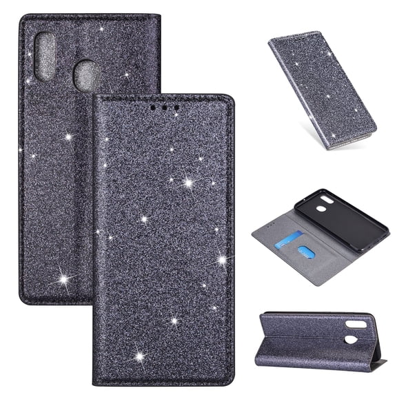 Samsung Galaxy A20E Wallet Case, Galaxy A10e Case,Dteck Bling Slim PU Leather Magnetic Flip Folio Stand Case Cover Built-in One Card Holder For Samsung Galaxy A20e A20LF A10E, Gray