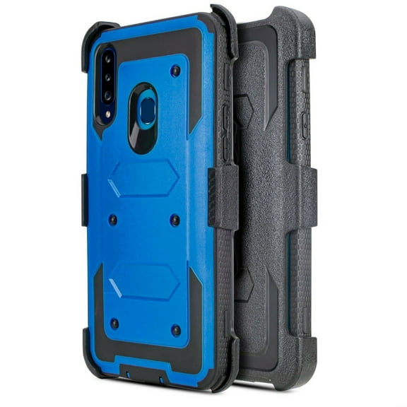 for Samsung Galaxy A20S Belt Clip Case Phone Case Dual Layer Full-Body Rugged Clear Back Case Drop Resistant Shockproof Case with Built In Screen Protector (Blue)