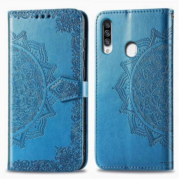 Samsung Galaxy A20S Case Leather Wallet Flip Magnetic Closure Case Samsung Galaxy A20S Phone Case with Card Slots Protective Cover Case for Samsung Galaxy A20S. SD Mandala - Blue
