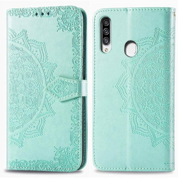 Samsung Galaxy A20S Case Leather Wallet Flip Magnetic Closure Case Samsung Galaxy A20S Phone Case with Card Slots Protective Cover Case for Samsung Galaxy A20S. SD Mandala - Green