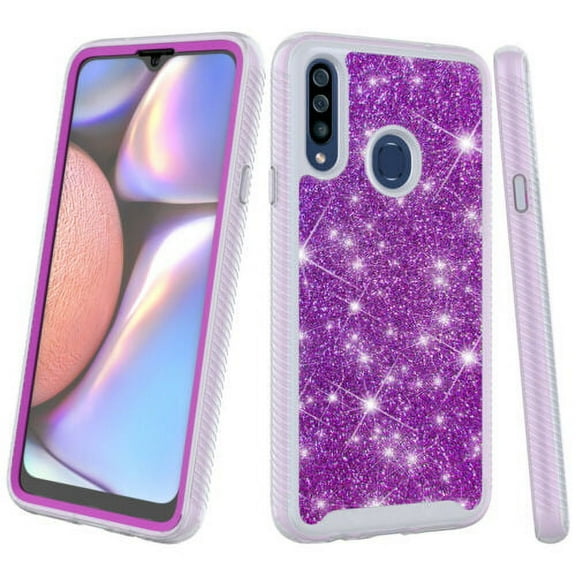 for Samsung Galaxy A20S Glitter Phone Case Dual Layer Full-Body Rugged Clear Back Case Drop Resistant Shockproof Case with Built In Screen Protector (Teal)