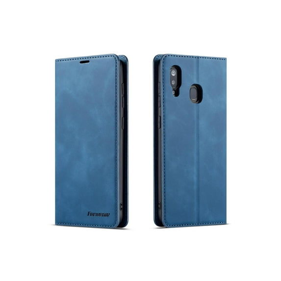Samsung Galaxy A20e Case, Premium PU Leather Cover TPU Bumper with Card Holder Kickstand Hidden Magnetic Shockproof Flip Wallet Case