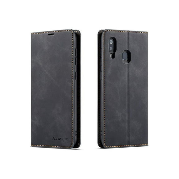 Samsung Galaxy A20e Case, Premium PU Leather Cover TPU Bumper with Card Holder Kickstand Hidden Magnetic Shockproof Flip Wallet Case