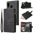 thumbnail image 1 of Samsung Galaxy A20e Wallet Case, Dteck Soft Leather Zipper Wallet Case Magnetic Buckle Horizontal Flip Cover with 5 Card Slots/Photo Pocks For Samsung Galaxy A20E (not fit A20), Black, 1 of 8