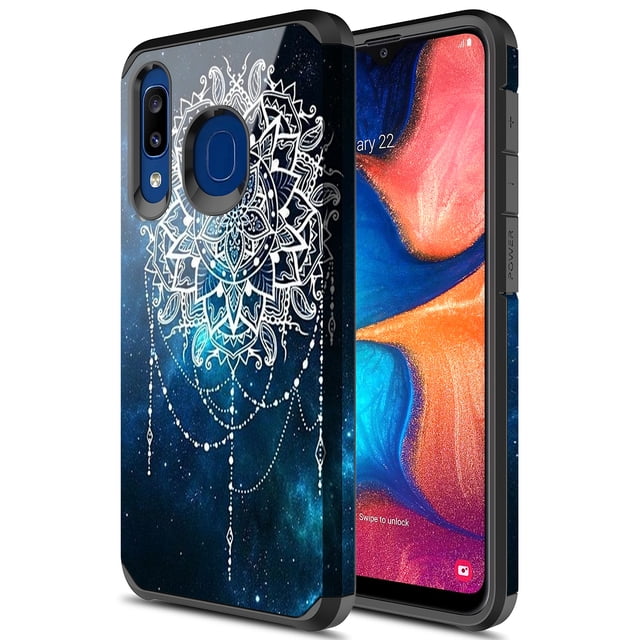 Samsung Galaxy A21 Case, KAESAR Hybird Drop Protection Sleek Slim Dual Layer Shockproof Colorful Graphic Armor Case For Samsung Galaxy A21 (Galaxy Mandala)