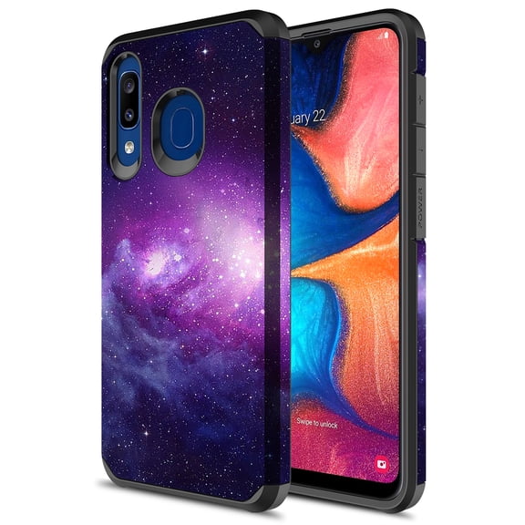 Samsung Galaxy A21 Case, KAESAR Hybrid Dual Layer Slim Graphic Armor Shockproof Impact Resistant Protective Cover Case for Samsung Galaxy A21 (Galaxy Cloud)