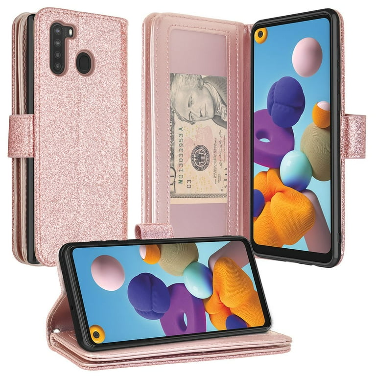 Samsung Galaxy A21 Case Leather Wallet Phone Case Kickstand