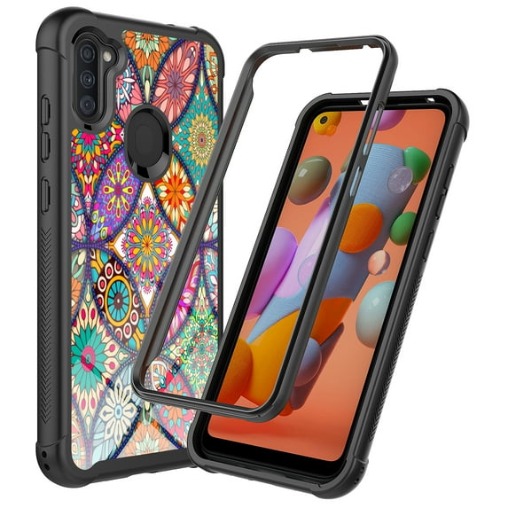 Samsung Galaxy A21 Case, Rosebono Hybrid IMD Design Graphic Anti-Scratch Fashion Cute Colorful Silicone Skin Cover Armor Case for Samsung Galaxy A21 (Colorful Mandala)