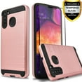 thumbnail image 1 of Samsung Galaxy A21 Phone Case, 2-Piece Style Hybrid Shockproof Hard Case Cover with Temerped Glass Screen Protector (Rose Gold), 1 of 7