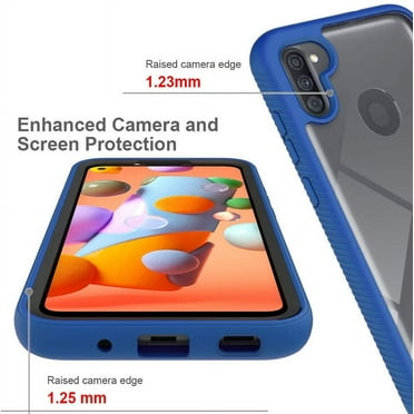 Samsung Galaxy A21 Phone  Case, Transparent Drop Proof Phone Cover (Blue)