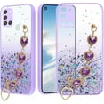 thumbnail image 1 of for Samsung Galaxy A21s Case Clear Glitter Silicone, Shockproof Samsung A21s Phone Case with Chain Strap Bracelet for Women Aesthetic Transparent Cover Pink Cute (Purple), 1 of 14