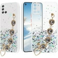 thumbnail image 1 of for Samsung Galaxy A21s Case Clear Glitter Silicone, Shockproof Samsung A21s Phone Case with Chain Strap Bracelet for Women Aesthetic Transparent Cover Pink Cute (White), 1 of 14