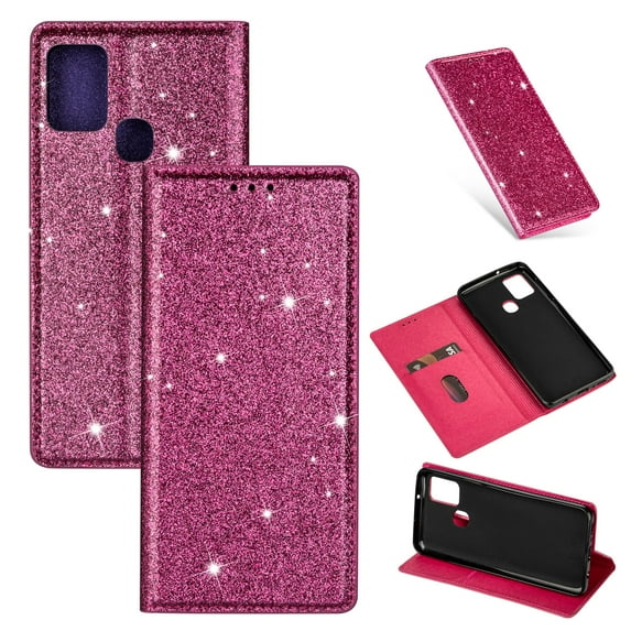 Samsung Galaxy A21s Wallet Case, Dteck Bling Slim PU Leather Magnetic Flip Folio Stand Case Cover Built-in One Card Holder For Samsung Galaxy A21S SM-217,Rose
