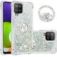 thumbnail image 1 of Samsung Galaxy A22 4G Case (Not 5G),Creativity Clear Quicksand Glitter Flowing Liquid Floating Soft TPU Case w/Stand Bling Diamond Sparkle Phone Cover for Samsung Galaxy A22 4G  Silver, 1 of 14