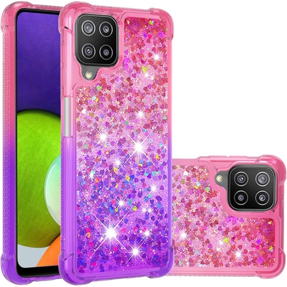 Samsung Galaxy A22 4G Case (Not 5G),Samsung Galaxy M32 Creativity Clear Gradient Quicksand Case Glitter Flowing Liquid Floating Sparkle Cover for Samsung Galaxy A22 4G JB Pink Mauve