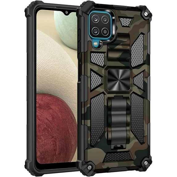 for Samsung Galaxy A22 4G (Not 5G) Camouflage Case, Heavy Duty Shockproof Protection Military Grade Built-in Magnetic Kickstand Boys Man Camo Cover for Samsung Galaxy A22 4G MC Army Green