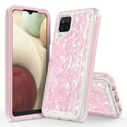 Samsung Galaxy A22 5G Case With Built-in Screen Protector, Rosebono Hybrid Graphic Design Pattern Hard Back Pannel Cover 360 Protection Case For Samsung Galaxy A22 5G Pink Shell