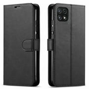 Samsung Galaxy A22 5G Case, Included [Tempered Glass Screen Protector], Starshop Premium Leather Wallet Pocket Credit Card Slots-Black