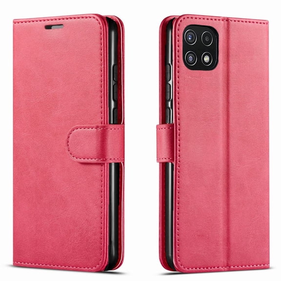 Samsung Galaxy A22 5G Case,  Included [Tempered Glass Screen Protector], Starshop Premium Leather Wallet Pocket Credit Card Slots-Pink