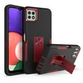 thumbnail image 1 of for Samsung Galaxy A22 5G Case: Military Grade Protection Shockproof Phone Cover Build-in Hidden Kickstand & Rugged TPU Shell | Matte Durable Drop Proof Heavy Duty Case,Black+Winered, 1 of 9