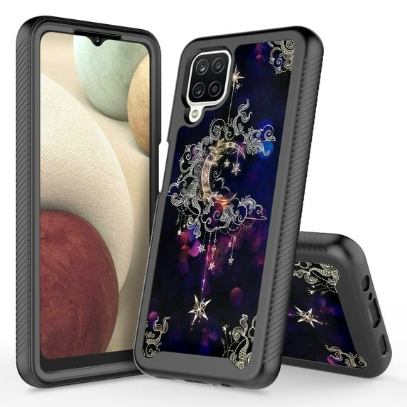 Samsung Galaxy A22 5G Case With Built-in Screen Protector, Rosebono Hybrid Graphic Design Pattern Hard Back Pannel Cover 360 Protection Case For Samsung Galaxy A22 5G (Wiccan)