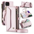 thumbnail image 1 of for Samsung Galaxy A22 5G Full Body Protection Wallet Folio Flip Case, Shoulder Strap & Wristlet Card Slots Zipper Pocket RFID Blocking Rugged Durable PU Leather Phone Case Cover, Pink, 1 of 9