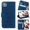 thumbnail image 1 of For Samsung Galaxy A22 5G Wallet Case With Kickstand Magnetic Full Body Embossed Leather Shockproof Case Flip Stand Card Cash Pocket Wallet Protective Cover,Blue, 1 of 11