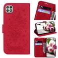 thumbnail image 1 of For Samsung Galaxy A22 5G Wallet Case With Kickstand Magnetic Full Body Embossed Leather Shockproof Case Flip Stand Card Cash Pocket Wallet Protective Cover,Red, 1 of 11
