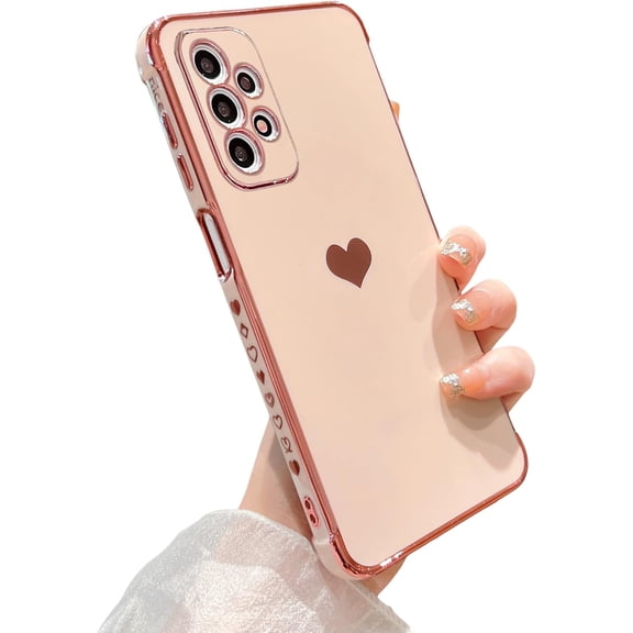 Samsung Galaxy A23 4G/5G Case, Cute Gold Heart Plating Soft Shockproof Cover”