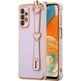 thumbnail image 1 of for Samsung Galaxy A23 4G/5G Case with Wristband Kickstand Plating Case Cover Slim Glossy Bling Phone Case Soft TPU Shockproof Bumper Case Luxury Electroplated Case,Purple, 1 of 6