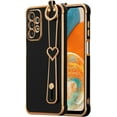 thumbnail image 1 of for Samsung Galaxy A23 4G/5G Case with Wristband Kickstand Plating Case Cover Slim Glossy Bling Phone Case Soft TPU Shockproof Bumper Case Luxury Electroplated Case,Black, 1 of 12