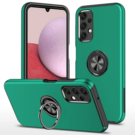 for Samsung Galaxy A23 4G Case, 360° Rotatable Ring Holder Kickstand Dual Layer Military-Grade Drop Tested Protection Support Car Holder Mount Magnetic Absorbing Bumper Phone Case, Darkgreen