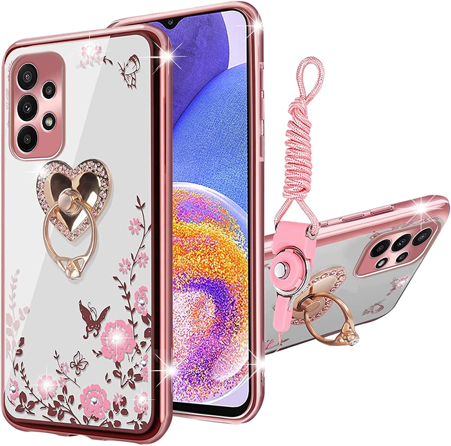 Komst Vrijgevigheid partner for Samsung Galaxy A23 5G / 4G Case, nancheng Phone Case Luxury Cute  Glitter Soft TPU Cover for Girls Women with Kickstand Lanyard Shockproof  Protective - Rose Butterfly - Walmart.com