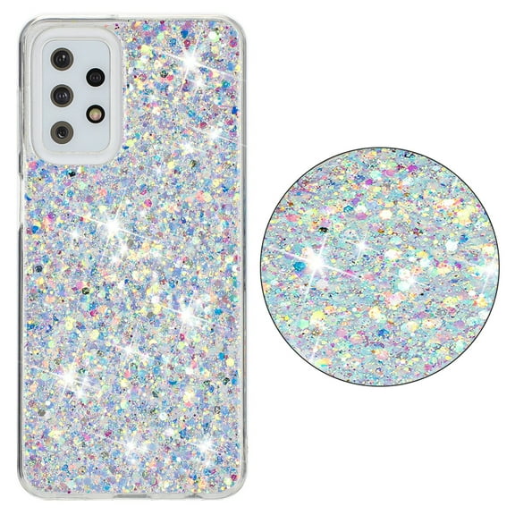 for Samsung Galaxy A23 5G Glitter Case, Cute Bling Sparkle Shiny Slim Soft Silicone Reflective Clear TPU Bumper Women Girls Shockproof Protective Phone Case for Samsung Galaxy A23 5G, White