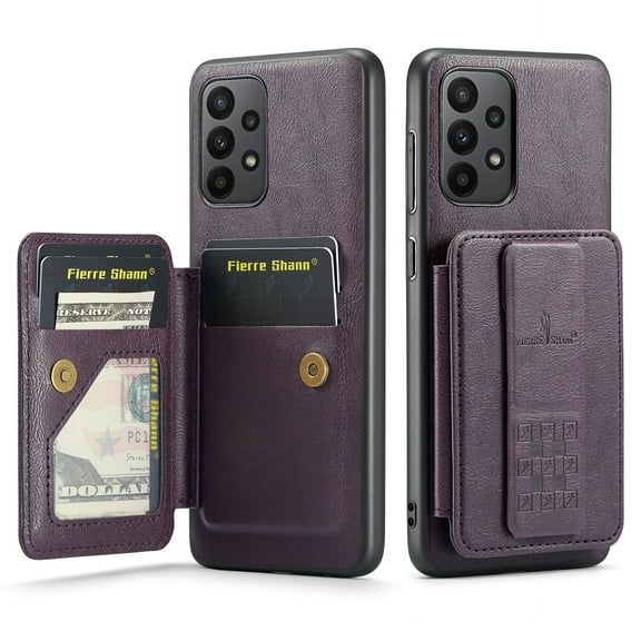 for Samsung Galaxy A23 5G Wallet Case with RFID Blocking Credit Card Holder,PU Leather Folio Flip Kickstand Handle Wrist Strap Shockproof Cover Women Men for Samsung Galaxy A23 5G Phone Case,Purple