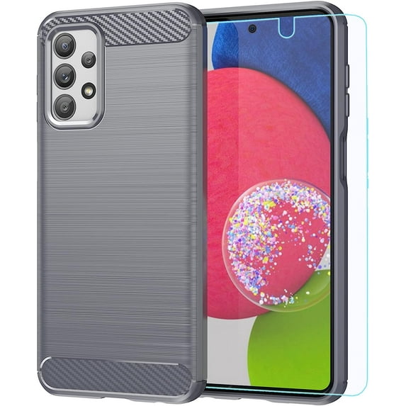 for Samsung Galaxy A23 5G case,Galaxy A23 case with HD Screen Protector,Fashion Shock-Absorption Flexible TPU Bumper Soft Rubber Protective Case Cove for Samsung Galaxy A23 (Gray Brushed TPU)