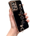 thumbnail image 1 of Samsung Galaxy A23 5g Phone Case with Cute Heart Bracelet Strap Luxury Plating Hearts Pattren Cover with Hearts Hand Chain for Women Camera Protection Shockproof Bumper for Galaxy A23 (Black), 1 of 11