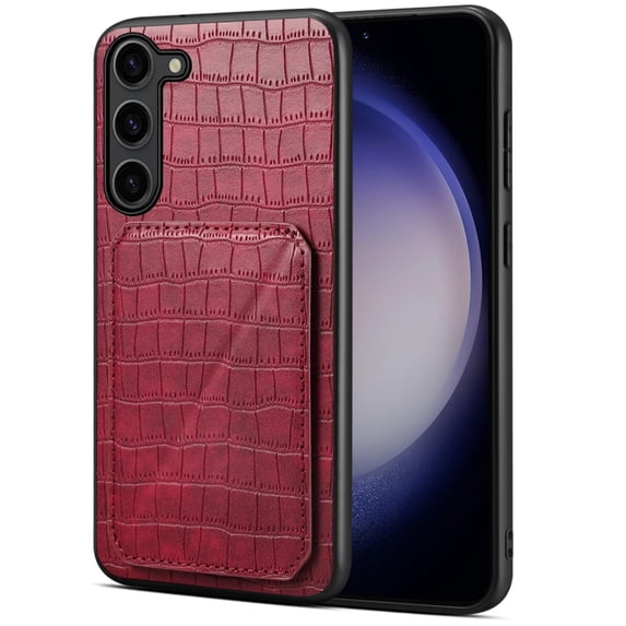 for Samsung Galaxy A23/A23 5G Leather Phone Case Back Cover, Classic Croc-printed Check Crocodile Pattern Magnetic Foldable Hidden ID Credit Card Holder Slot, Kickstand Support