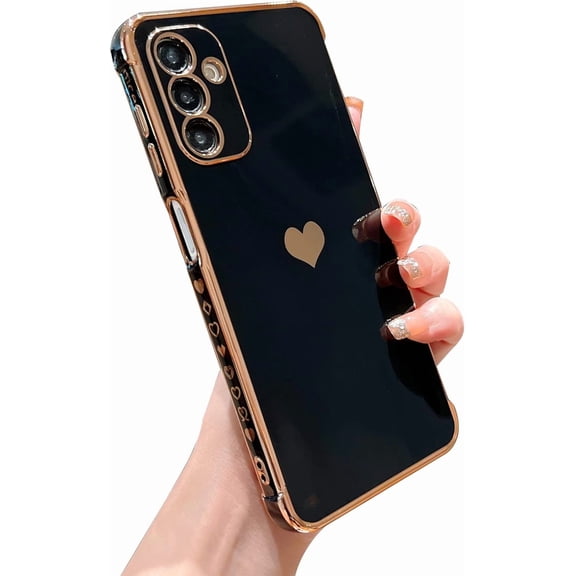 Samsung Galaxy A24 4G 6.5" Case, Cute Love Heart Plating Soft TPU Bumper with Camera Protection