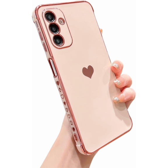 Samsung Galaxy A24 4G 6.5" Case, Cute Love Heart Plating Soft TPU Bumper with Camera Protection