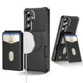 thumbnail image 1 of For Samsung Galaxy A24 4G Removable Card Holder Cover Compatible with Magsafe 2 in 1 Detachable Wallet Case Magnetic Luxury PU Leather RFID Blocking Back Flip Kickstand Shockproof Case,Black, 1 of 8