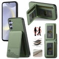 thumbnail image 1 of For Samsung Galaxy A24 4G Wallet Phone Case,PC + PU Leather + TPU Hybrid Design,With Card Slots,Diagonal Fabric Pattern,Back Flip Kickstand,Shockproof Rugged Dropproof Phone Case,Green, 1 of 9