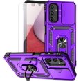 thumbnail image 1 of for Samsung Galaxy A24 Case with Slide Camera Cover HD Screen Protector [Military Grade 16ft. Drop Tested] Magnetic Ring Holder Kickstand Protective Phone Case for Samsung Galaxy A24, Purple, 1 of 16