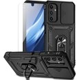 thumbnail image 1 of for Samsung Galaxy A24 Case with Slide Camera Cover HD Screen Protector [Military Grade 16ft. Drop Tested] Magnetic Ring Holder Kickstand Protective Phone Case for Samsung Galaxy A24, Black, 1 of 16